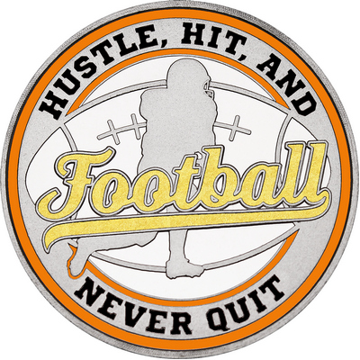 Gold "Football" with Orange Outer Circular Borders